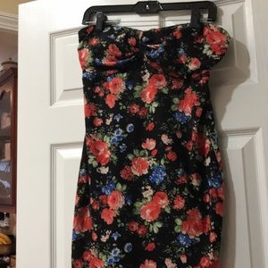 Strapless Floral Dress
